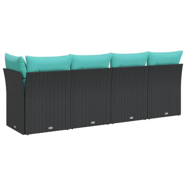Gartensofa mit Kissen 4-Sitzer Schwarz Poly Rattan