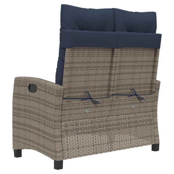 ARDEBO.de - Gartenbank Verstellbar mit Kissen Grau Poly Rattan