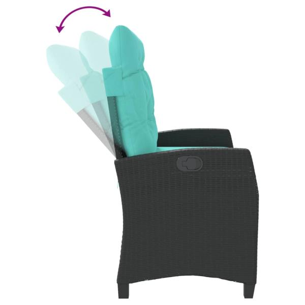 ARDEBO.de - Gartenbank Verstellbar mit Kissen Schwarz Poly Rattan