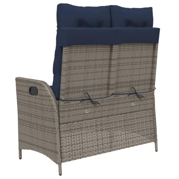ARDEBO.de - Gartenbank Verstellbar mit Kissen Grau Poly Rattan