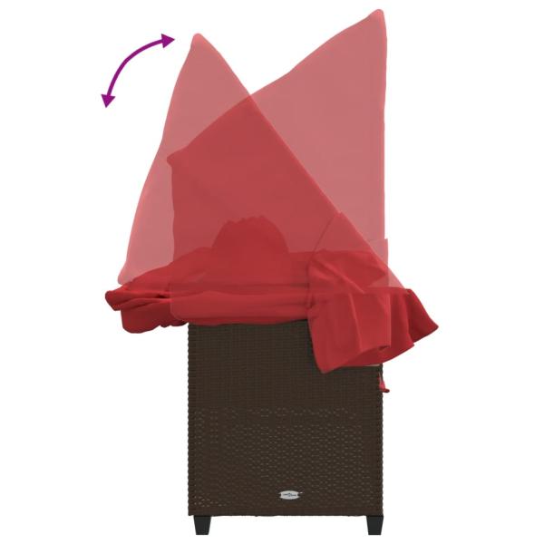 Sonnenliege mit Dach und Kissen Braun Poly Rattan