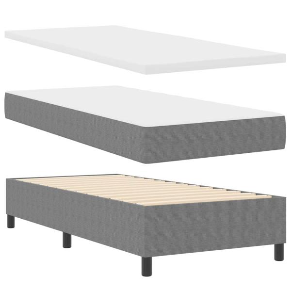 LED Boxspringbett Hellgrau und Weiß 90 x 190 cm Cordstoff