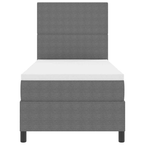 LED Boxspringbett Hellgrau und Weiß 90 x 190 cm Cordstoff