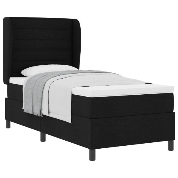 ARDEBO.de - Boxspringbett mit Matratze Schwarz 90 x 190 cm Stoff
