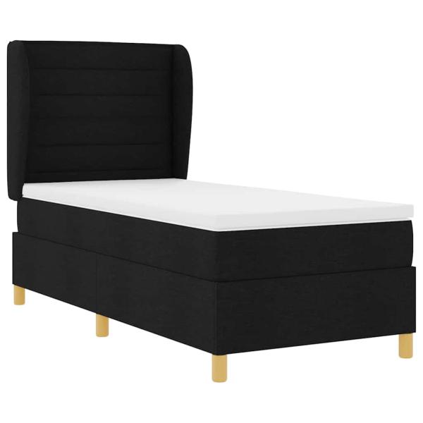 Boxspringbett mit Matratze Dunkelgrau 90x190 cm Schwarz Stoff