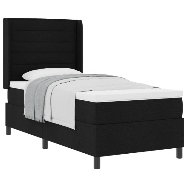 ARDEBO.de - Boxspringbett mit Matratze Schwarz 90 x 190 cm Stoff