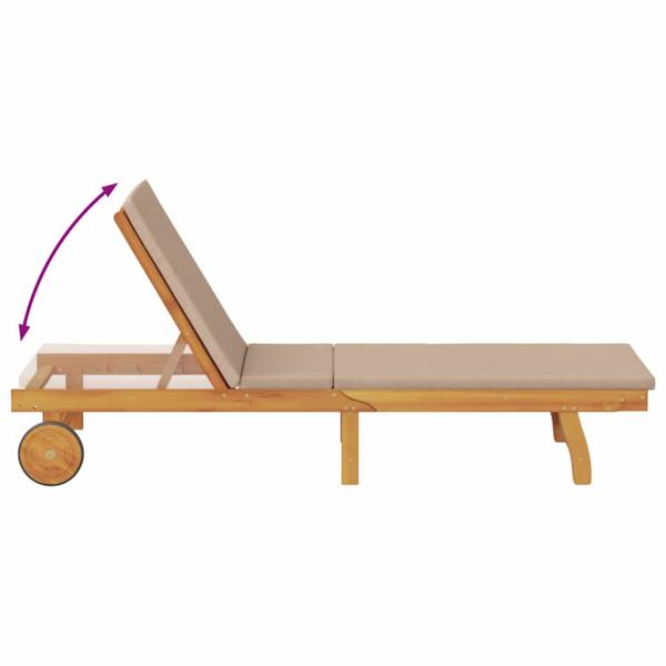 ARDEBO.de - Sonnenliege mit Kissen Taupe Massivholz Akazie