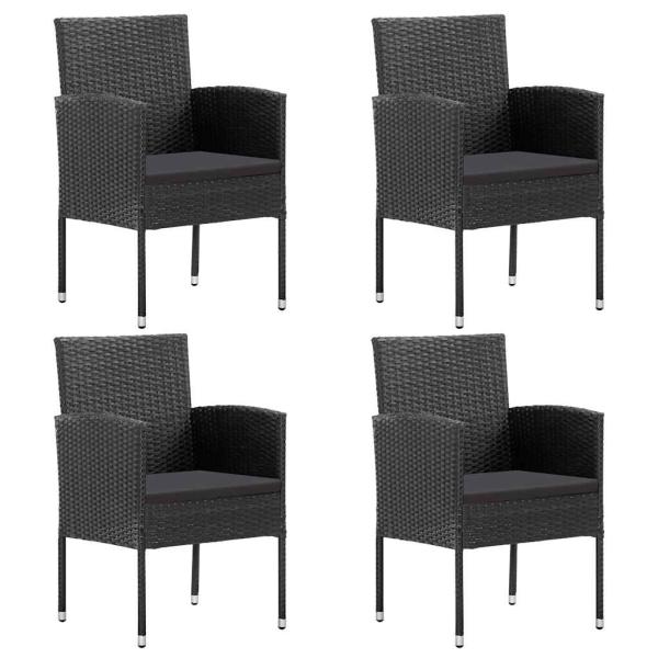 ARDEBO.de - Gartenstühle mit Kissen in Schwarz 4 Stk. Schwarz Polyrattan