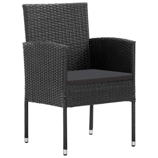 Gartenstühle mit Kissen in Schwarz 4 Stk. Schwarz Polyrattan