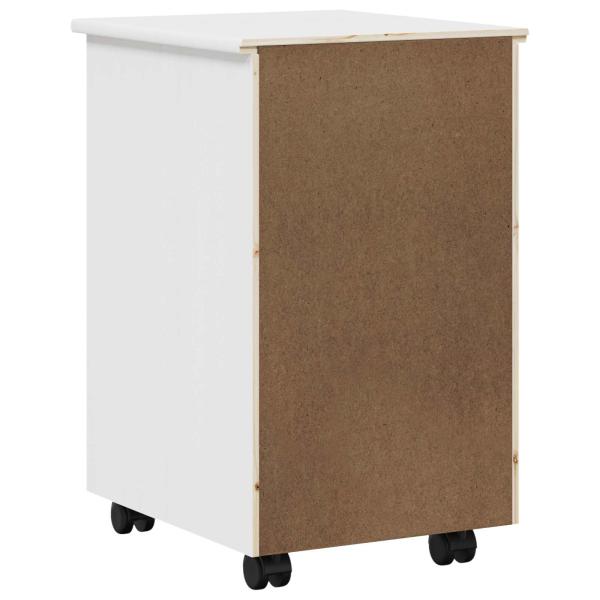 ARDEBO.de - Rollschrank Mit Rad Weiß 34 x 39 x 56 cm Massivholz Kiefer