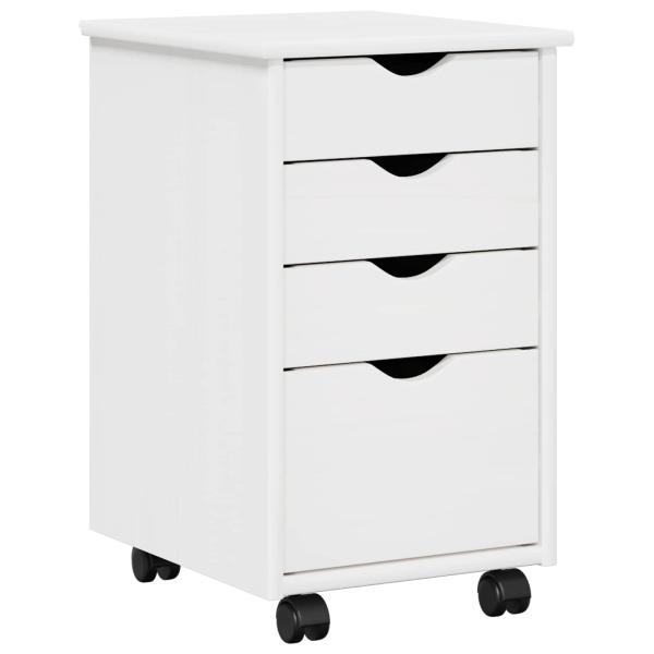 Rollschrank Mit Rad Weiß 34 x 39 x 56 cm Massives Kiefernholz