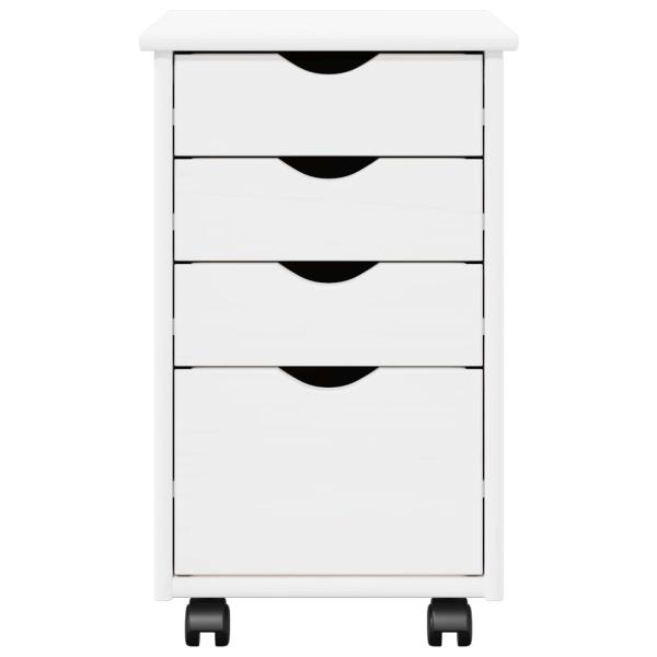Rollschrank Mit Rad Weiß 34 x 39 x 56 cm Massives Kiefernholz