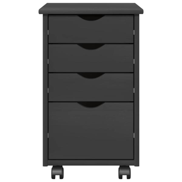 Rollschrank Mit Rad Grau 34 x 39 x 56 cm Massives Kiefernholz