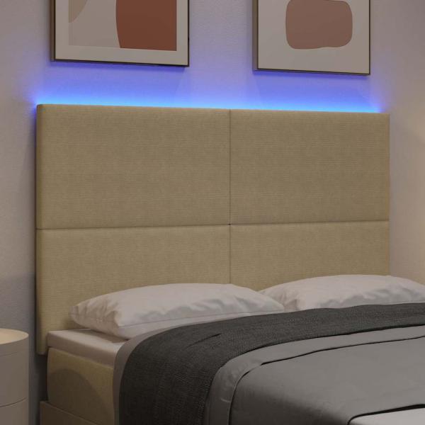 LED Kopfteil mit LED-Lichtleisten Grau-Grün 144 cm Polyester