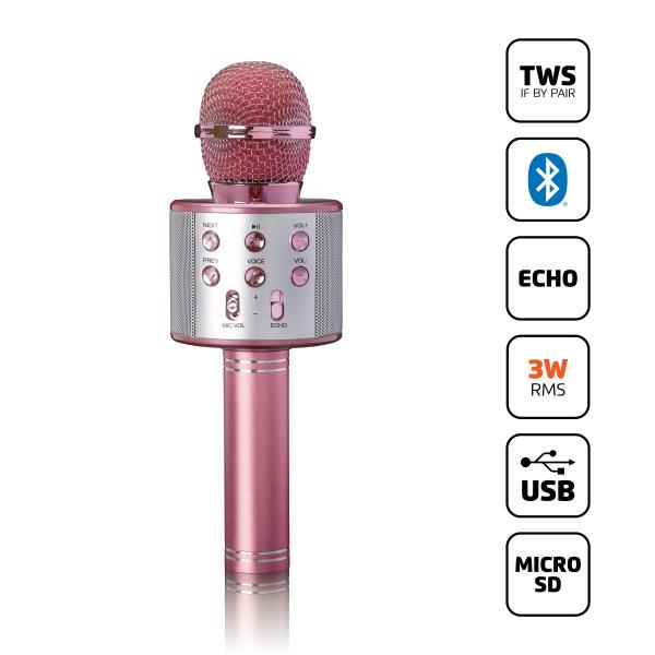 ARDEBO.de - Karaoke-Mikrofon mit Bluetooth-Lautsprecher, USB- und Micro SD-Player