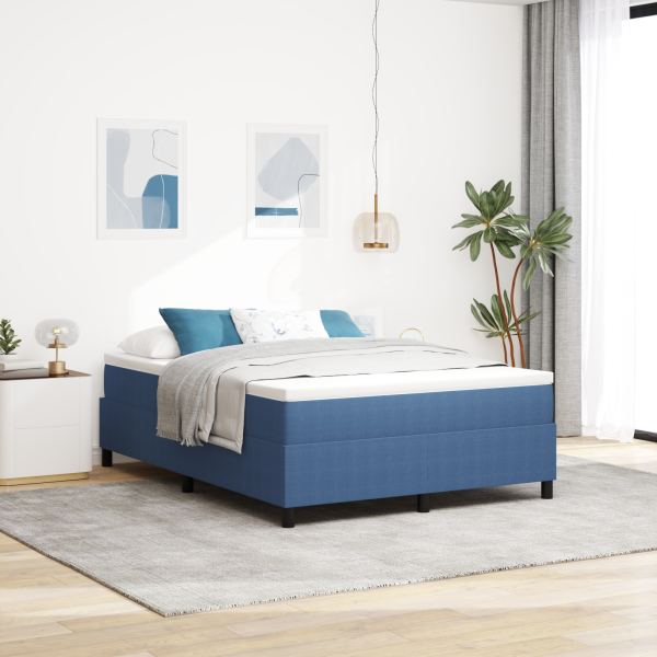 Boxspringbett Blau und Weiß 160 x 200 cm Cordstoff