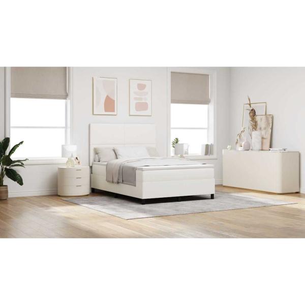 Boxspringbett Creme und Weiß 160 x 200 cm Cordstoff