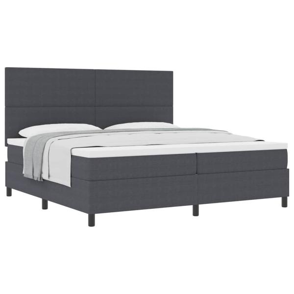 Boxspringbett Dunkelgrau und Weiß 200 x 200 cm Cordstoff