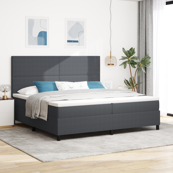 Boxspringbett Dunkelgrau und Weiß 200 x 200 cm Cordstoff