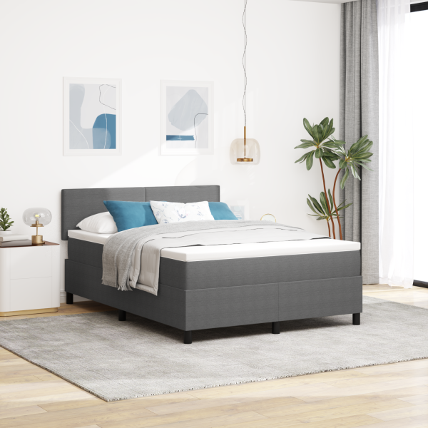 LED Boxspringbett Hellgrau und Weiß 140 x 190 cm Cordstoff