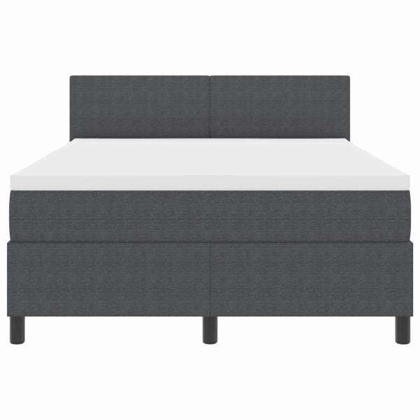 LED Boxspringbett Dunkelgrau und Weiß 140 x 190 cm Cordstoff