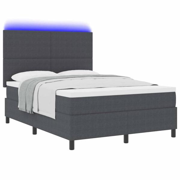 LED Boxspringbett Dunkelgrau und Weiß 160 x 200 cm Cordstoff