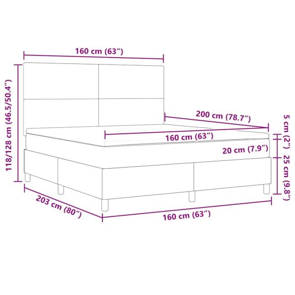 LED Boxspringbett Creme und Weiß 160 x 200 cm Cordstoff