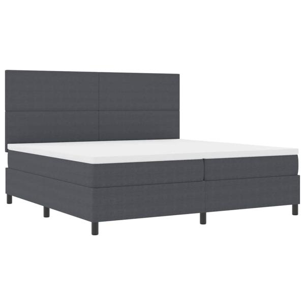 LED Boxspringbett Dunkelgrau und Weiß 200 x 200 cm Cordstoff
