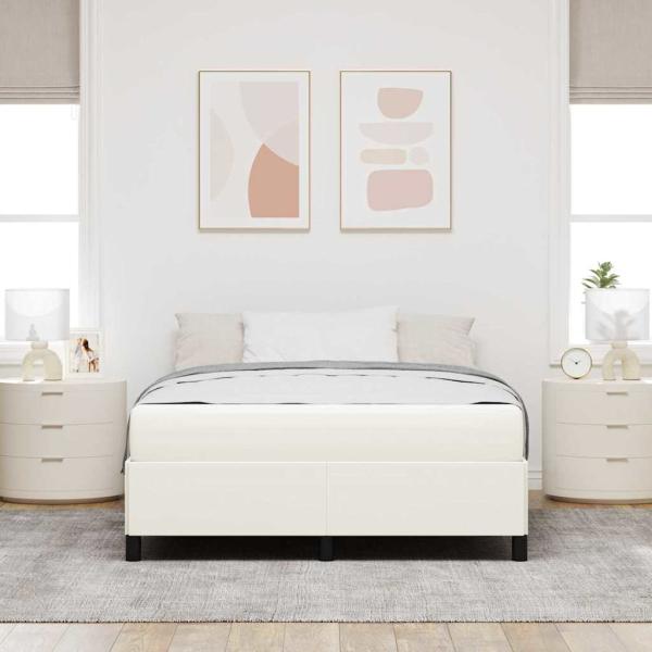 Bettrahmen mit Matratze Creme 160 x 200 cm Stoff