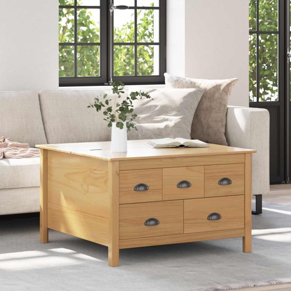 ARDEBO.de - Couchtisch mit Schubladen HILL Honigbraun 79,5 x 79,5 x 49 cm