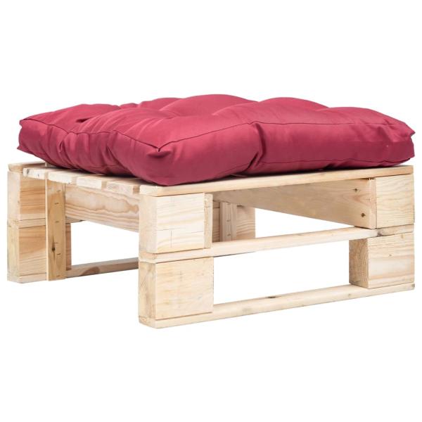 ARDEBO.de - Garten-Palettenhocker mit Kissen in Rot Holz Natur