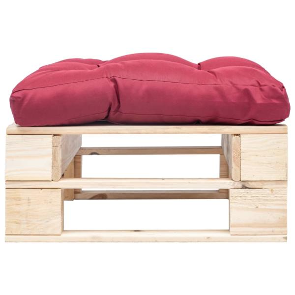 Garten-Palettenhocker mit Kissen in Rot Holz Natur