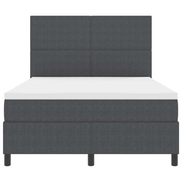 LED Boxspringbett Dunkelgrau und Weiß 140 x 190 cm Cordstoff