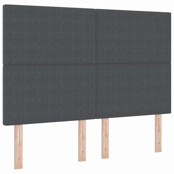 LED Boxspringbett Dunkelgrau und Weiß 140 x 190 cm Cordstoff