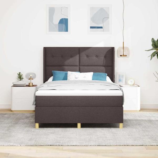 Boxspringbett mit LED-Lichtleisten Braun 160 x 200 cm Stoff