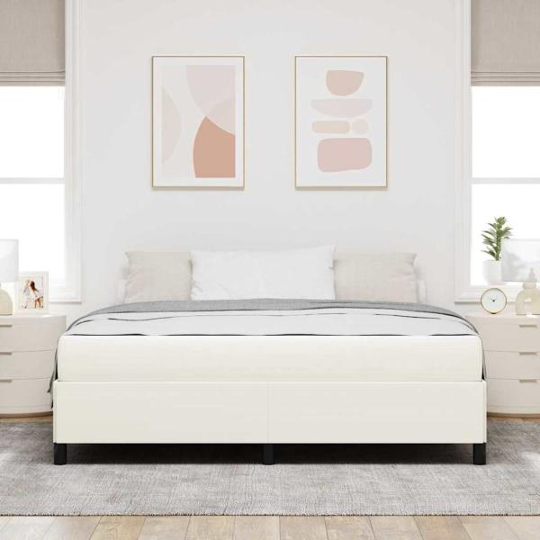 Bettrahmen mit Matratze Creme 180 x 200 cm Stoff