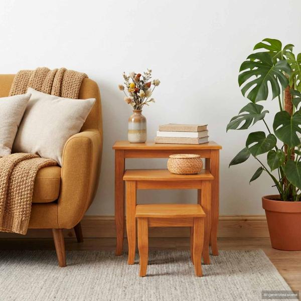 Nestende Beistelltische 3 Stk. Natur 60 x 45 x 60,5 cm