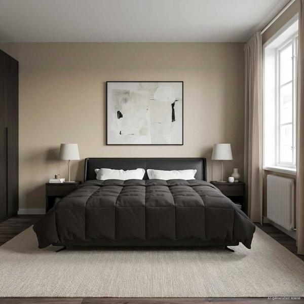 ARDEBO.de - Ganzjahresbettdecke 260 x 220 cm 4 Jahreszeiten Anthrazit