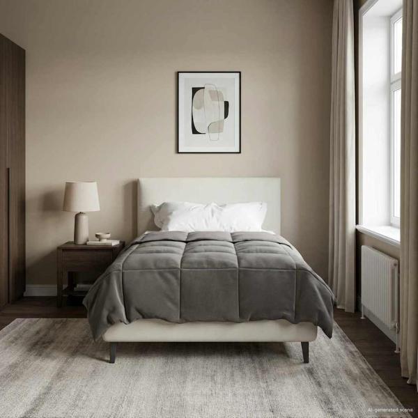 ARDEBO.de - Ganzjahresbettdecke 135 x 220 cm 4 Jahreszeiten Hellgrau