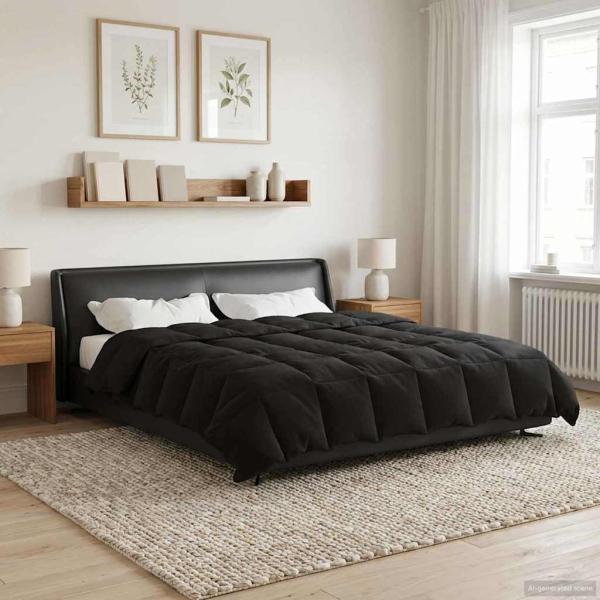 Ganzjahresbettdecke 240 x 220 cm 4 Jahreszeiten Schwarz