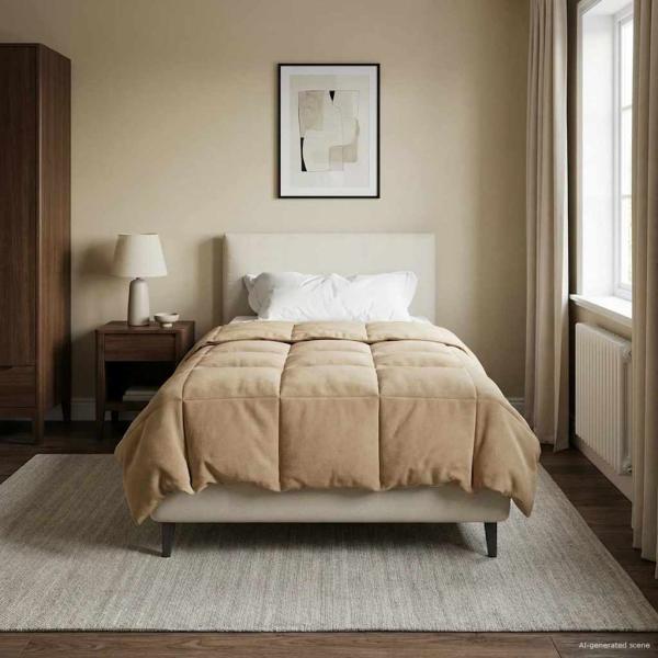 Winterbettdecke Gepolstert Dunkelblau 140 x 220 cm Mikrofaser