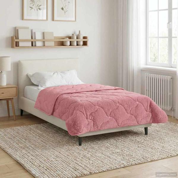 Sommerdecke Rosa 140 x 220 cm Mikrofaser und Teddy-Fleece