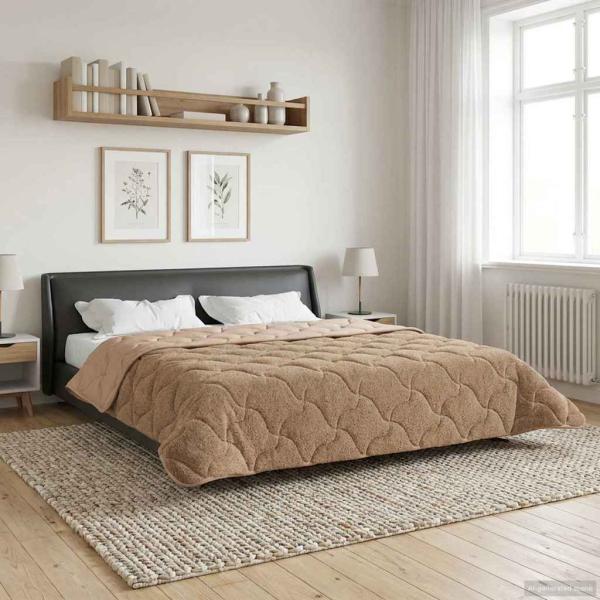 Sommerdecke 220 x 260 cm Sommer Taupe Atmungsaktiv