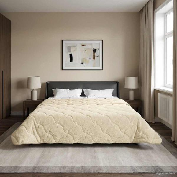 ARDEBO.de - Sommerdecke 200 x 220 cm Sommer Creme Atmungsaktiv
