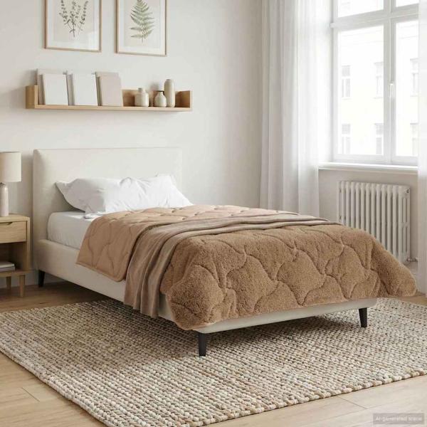 ARDEBO.de - Winterbettdecke 155 x 220 cm Winter Taupe Atmungsaktiv