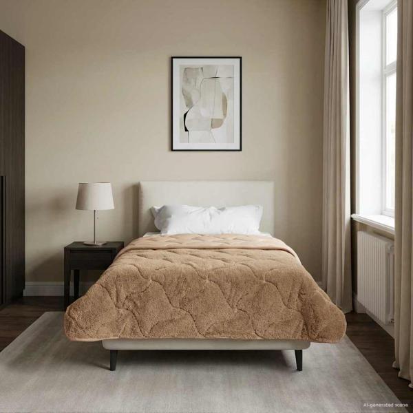 Winterbettdecke 155 x 220 cm Winter Taupe Atmungsaktiv
