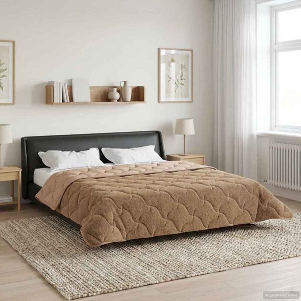ARDEBO.de - Winterbettdecke 220 x 260 cm Winter Taupe Atmungsaktiv