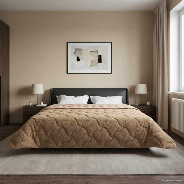Winterbettdecke 220 x 260 cm Winter Taupe Atmungsaktiv
