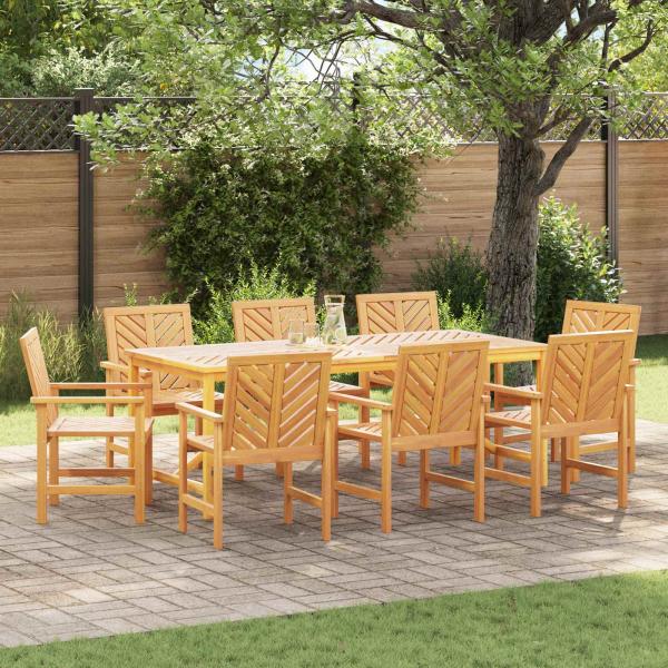 ARDEBO.de - Garten Essgruppe 9 pcs Braun Massivholz Akazie