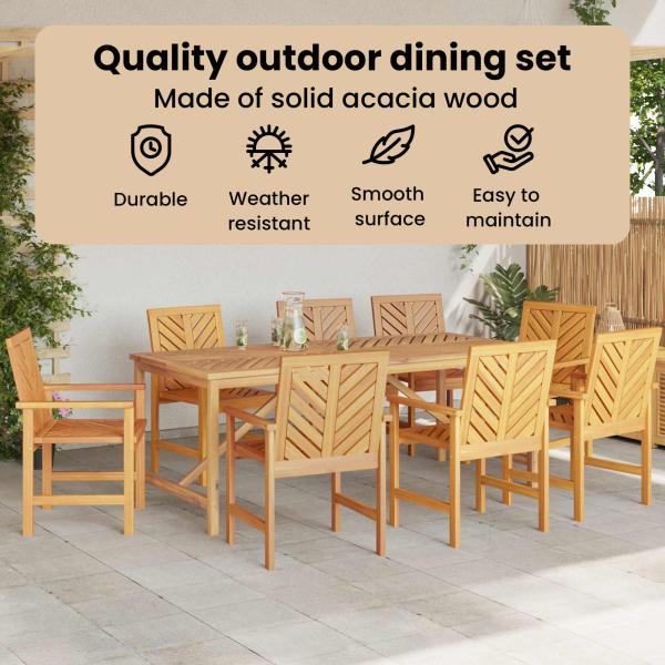 Garten Essgruppe 9 Stk. Braun Massivholz Akazie
